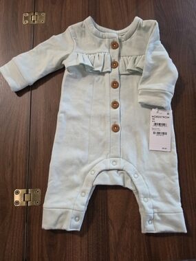 Nordstrom Baby Light Mint Ruffle Button Romper